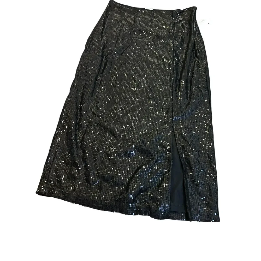 Time & Tru Women’s Black Sequin Skirt Size XS NWT